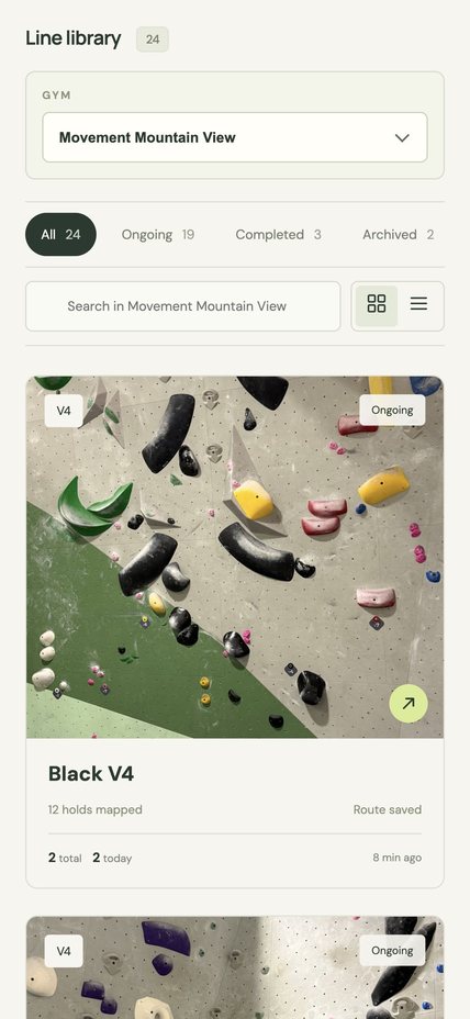 Line library for the gym, with mapped wall photos