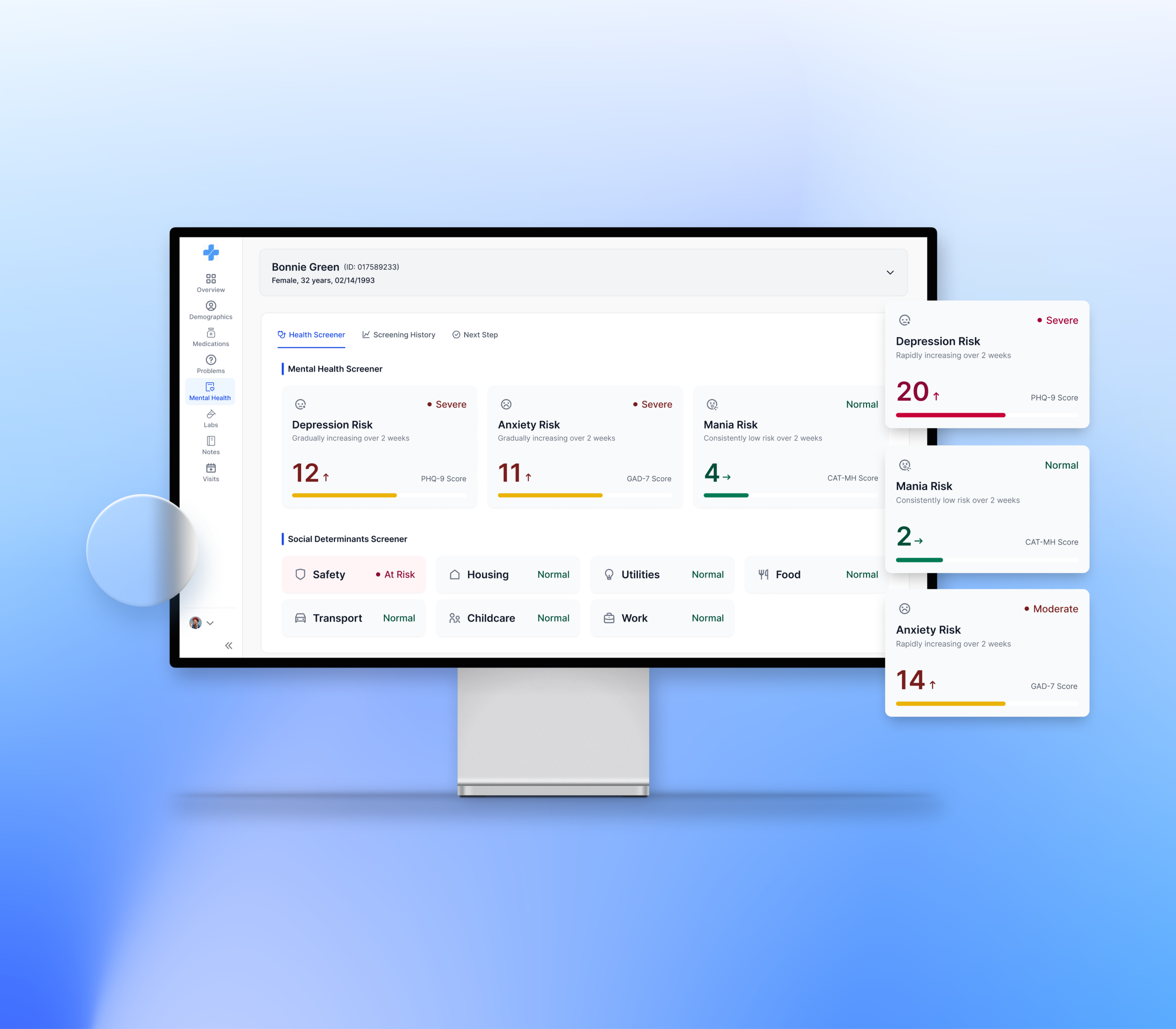 Clinexi Mental Health tab inside the EHR