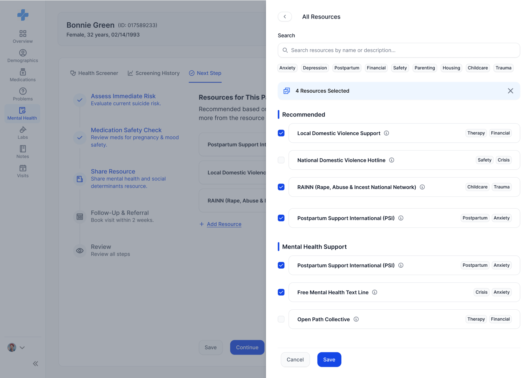 Clinexi — resources drawer