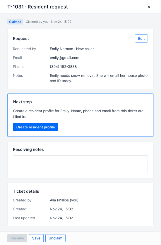 Mayor’s Service Corps — old ticket resident request