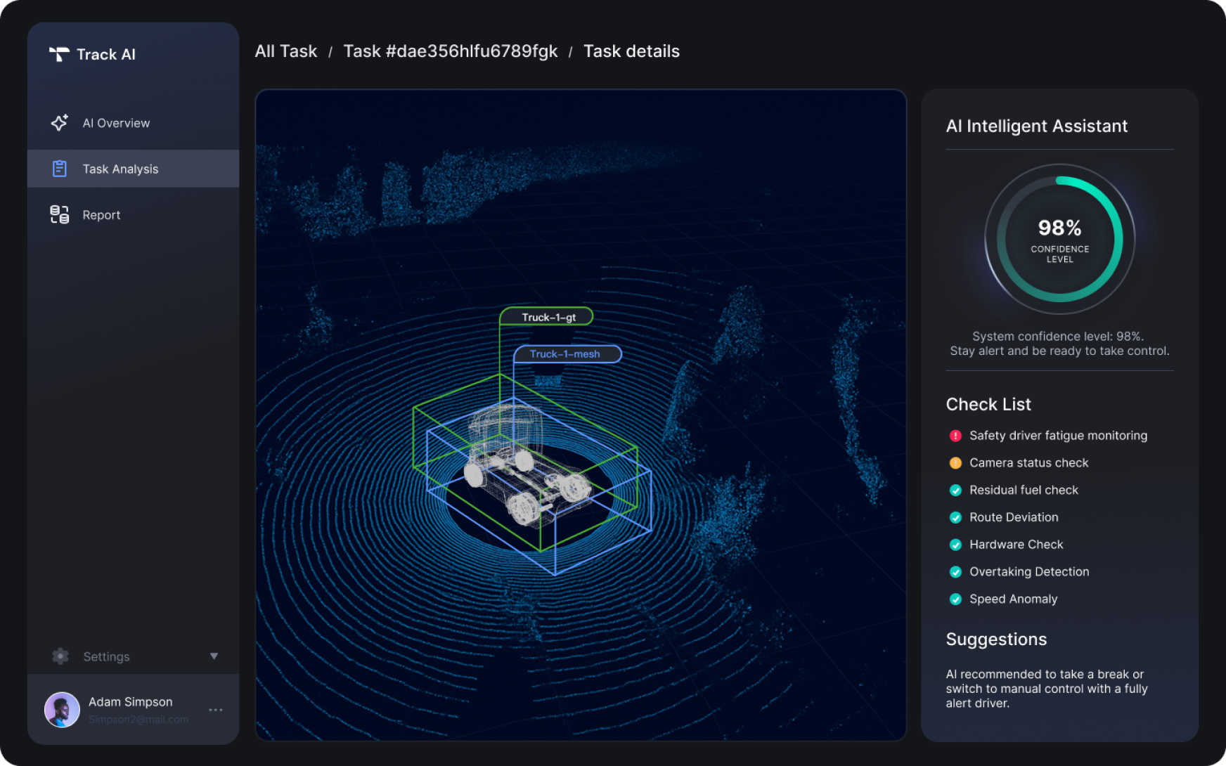 TrackAI — pre drive