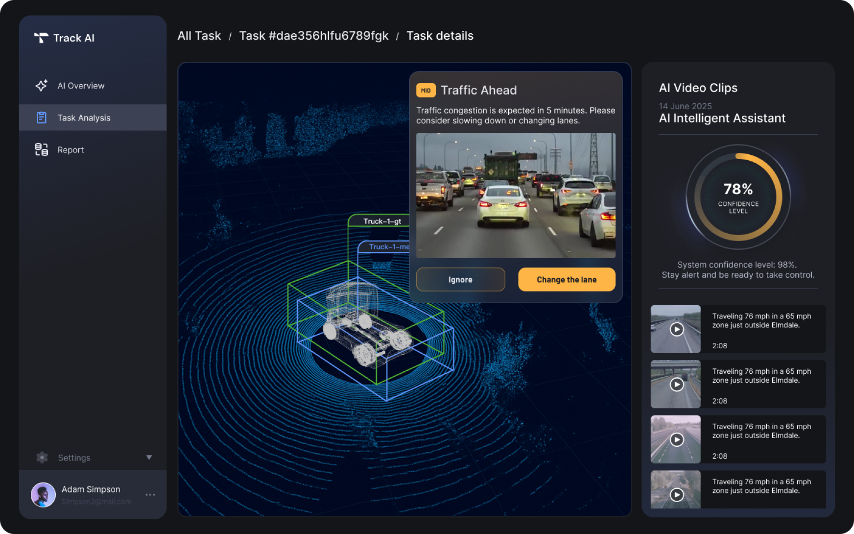 TrackAI — during drive traffic
