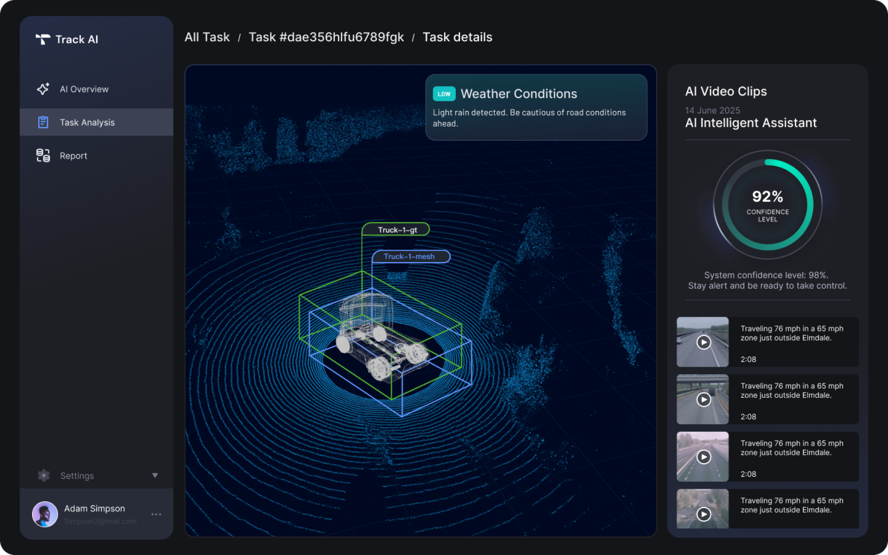 TrackAI — during drive weather